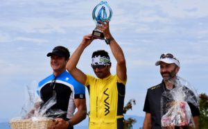 The Men's podium: Damien D'Ouvry (1) Nat Waller (2) and Bruno Pollet (3)